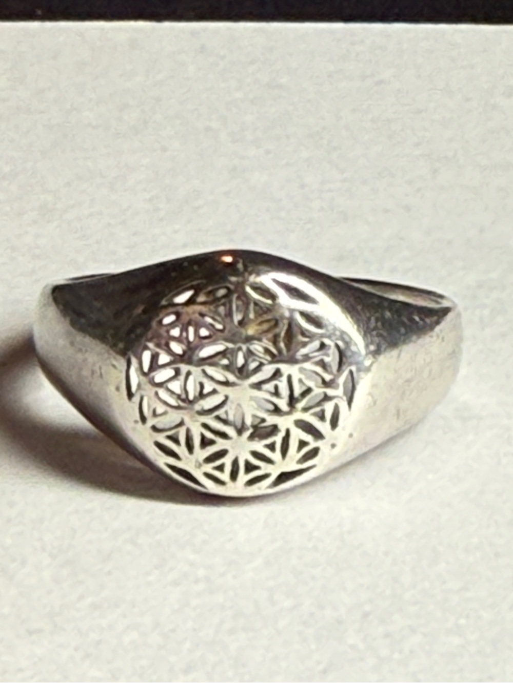 Flower of LIfe Sacred / Geometry Symbol Ring Sterling Silver Size 7